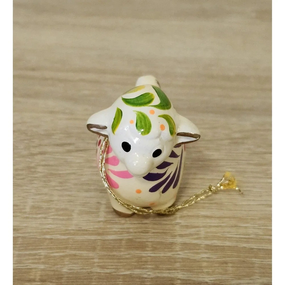 Lucuma Handmade Ceramic Ornaments Peru Bright Colors Sheep